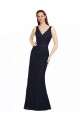 Sleeveless V-Neck Lace Dark Navy Long Bridesmaid Dress Leicester
