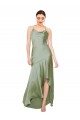 Sleeveless Cowl Neck Silk like Satin Smoke Green Long High Low Evening Gown / Prom Dress / Bridesmaid Dress Leicester