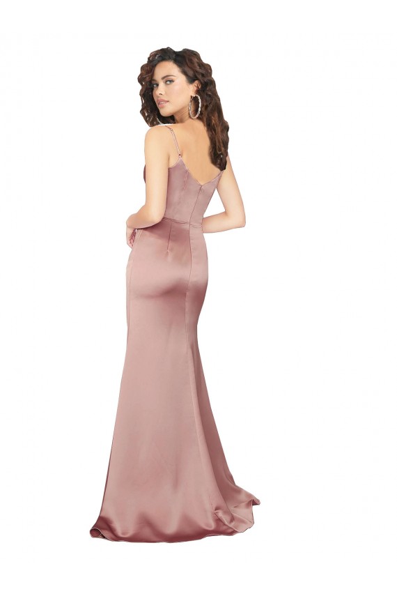 Sleeveless V-Neck Silk like Satin Dusty Pink Long Black Tie Evening Gown / Prom Dress / Bridesmaid Dress Leicester