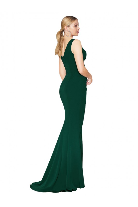 Sleeveless High Neck Stretch Crepe Midnight Green Long Formal Evening Gown / Prom Dress / Bridesmaid Dress Leicester