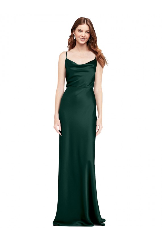 Sleeveless Cowl Neck Stretch Satin Hunter Long Black Tie Evening Gown / Prom Dress / Bridesmaid Dress Leicester